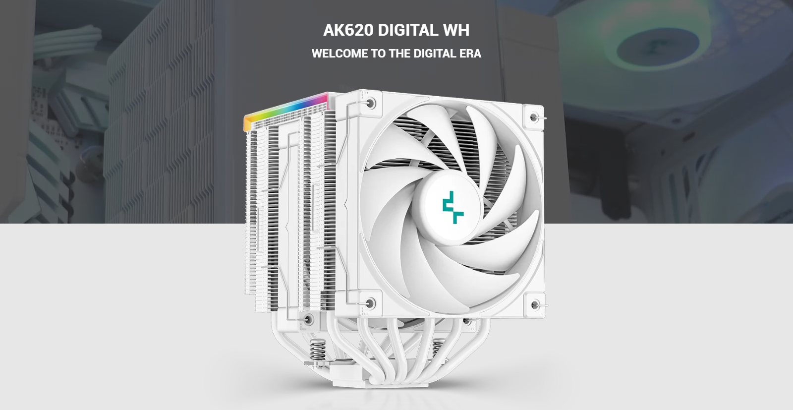 A large marketing image providing additional information about the product DeepCool AK620 Digital CPU Cooler - White - Additional alt info not provided